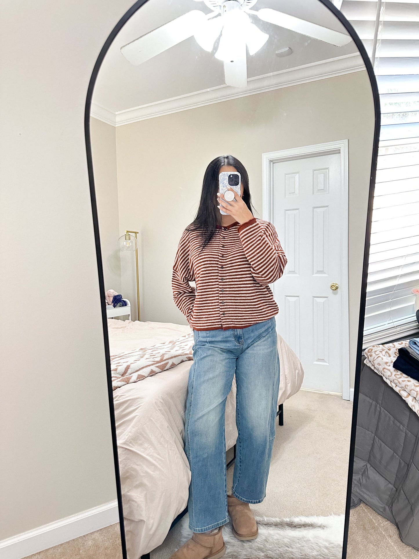 Cinnamon Swirl Striped Cardigan