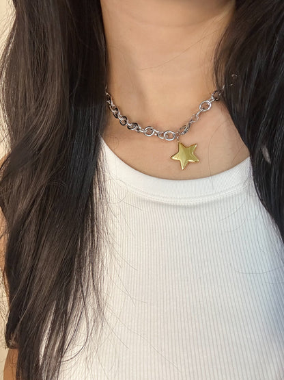 Two Toned Star Necklace