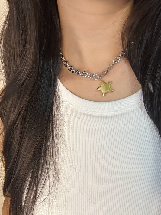 Two Toned Star Necklace
