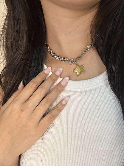 Two Toned Star Necklace