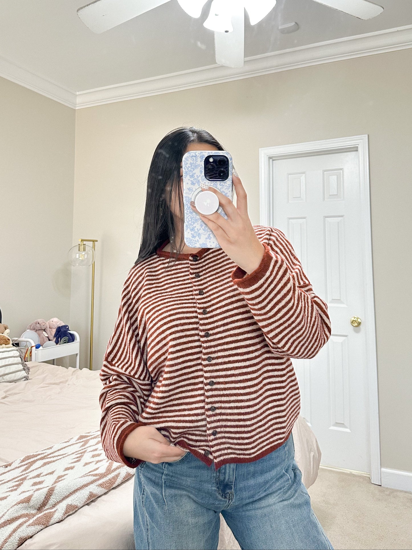 Cinnamon Swirl Striped Cardigan