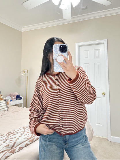 Cinnamon Swirl Striped Cardigan