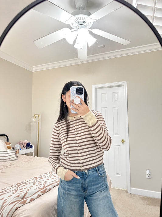 Mocha Latte Striped Cardigan