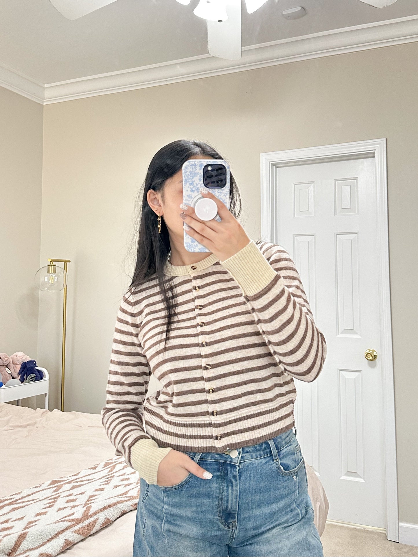 Mocha Latte Striped Cardigan